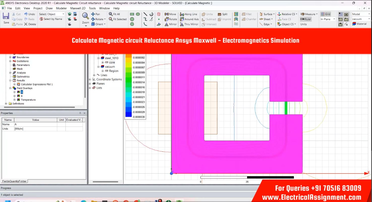 ANSYS Maxwell Transformer Magnetic Field Analysis screenshot 1